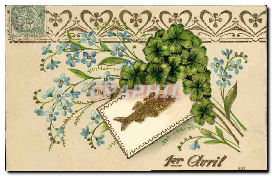 Fleurs et trèfle — 1er Avril — éditeur anonyme, n° 633