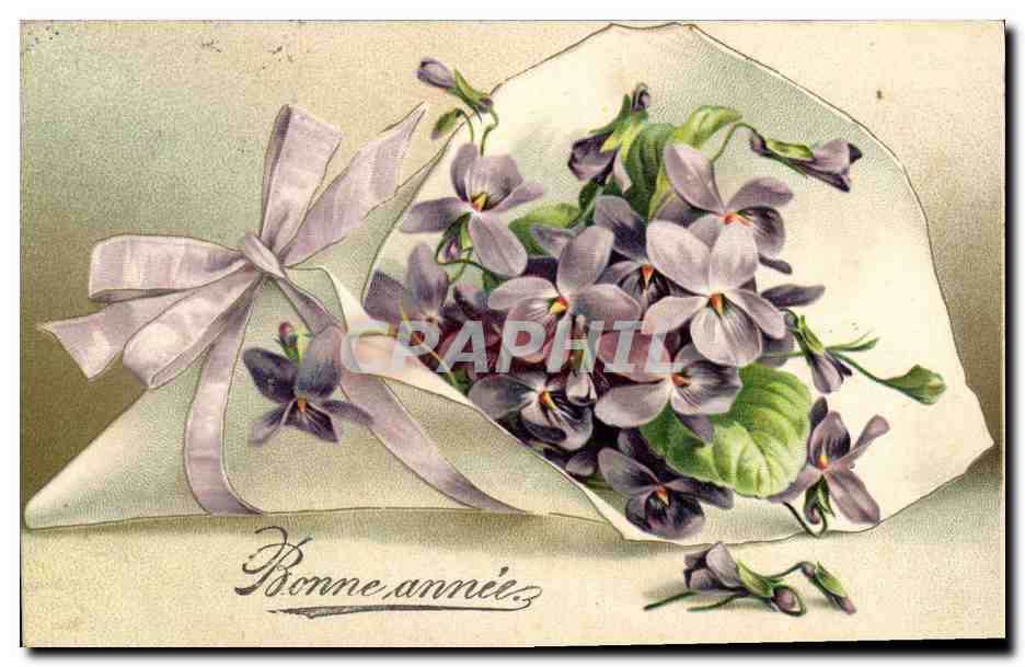Bouquet de violettes — Bonne année — éditeur non visible