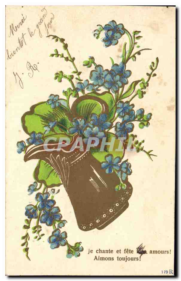 Bouquet de fleurs bleues — Je chante et fête amours! — n° 179 R