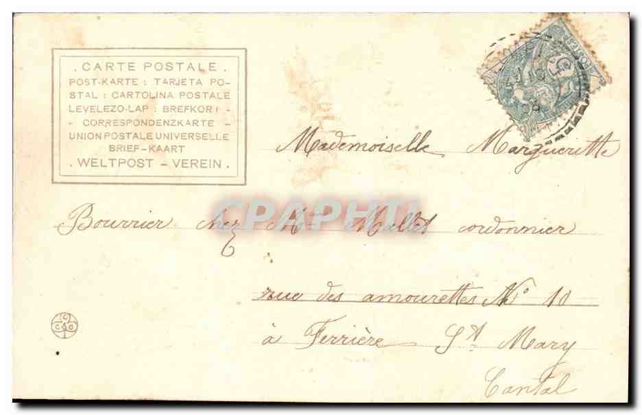 Bouquet de fleurs bleues — Je chante et fête amours! — n° 179 R — Rückseite