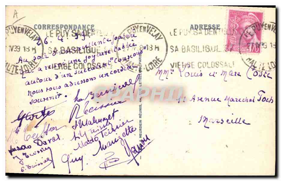 CPA Folklore Dentelle Dentelliere Le Velay — Verso