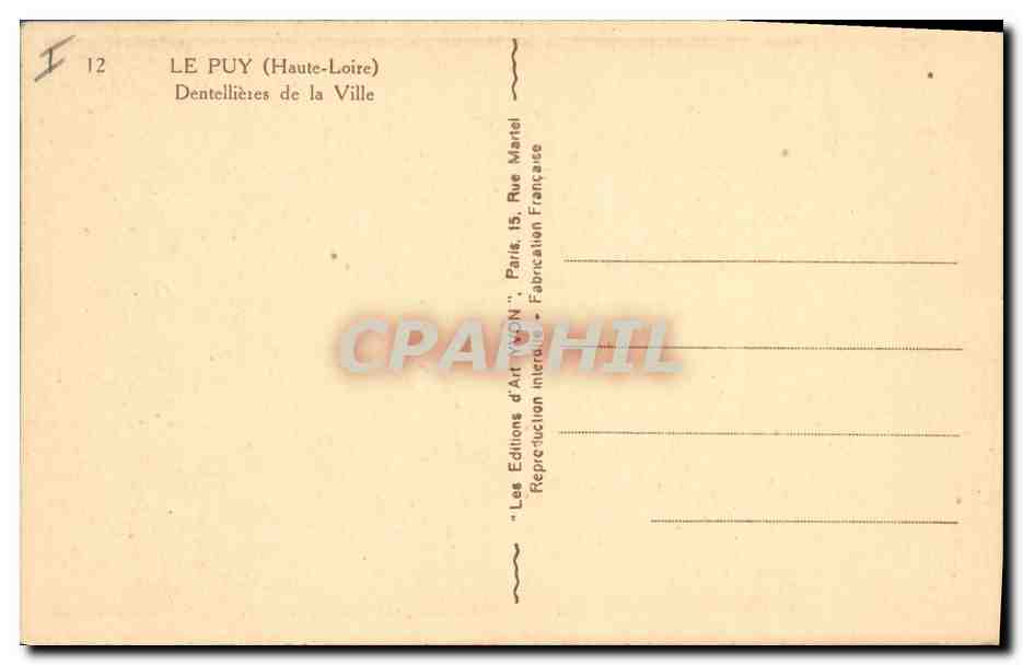 CPA Folklore Dentelle Dentelliere Le Puy Dentellieres de la ville — Verso