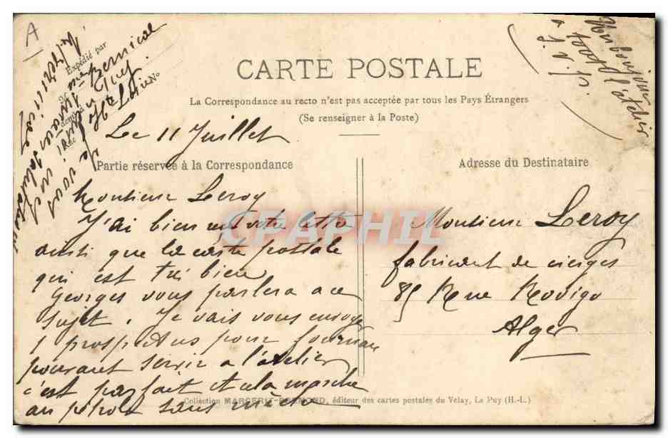 CPA Folklore Dentelle Dentelliere La Haute Loire — Verso