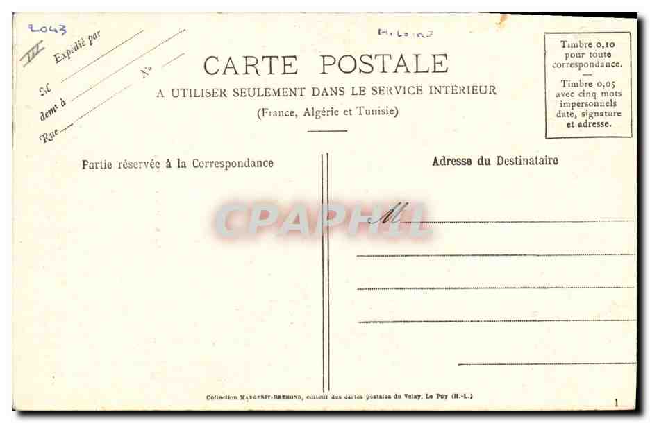 CPA Folklore Dentelle Dentelliere Les dentellieres du Velay Le Puy — Verso