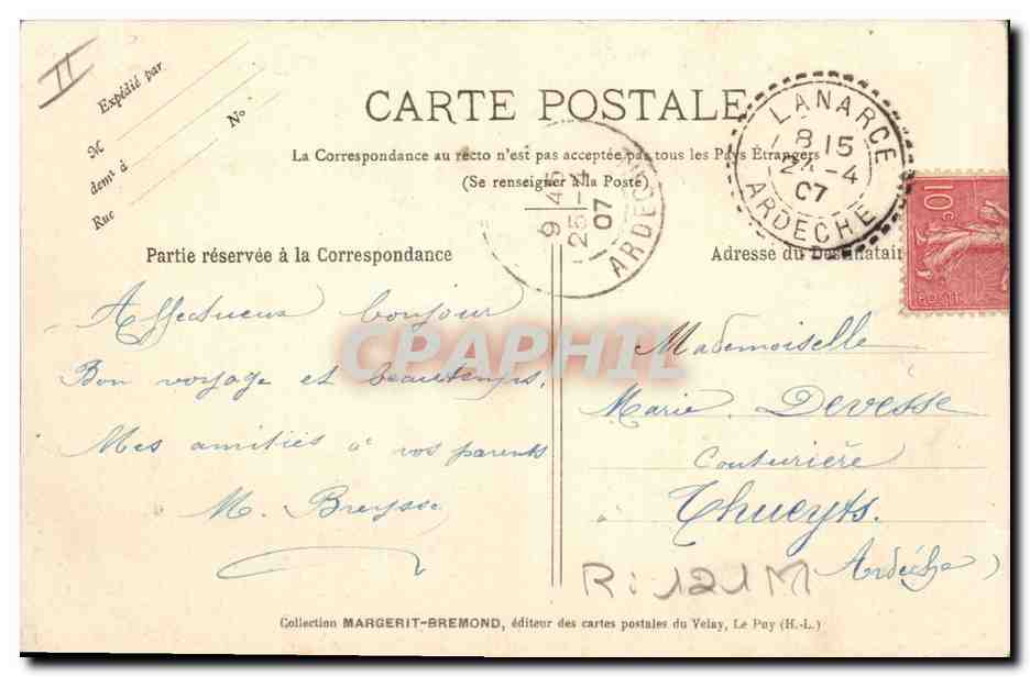 CPA Folklore Dentelle Dentelliere La Haute Loire — Verso