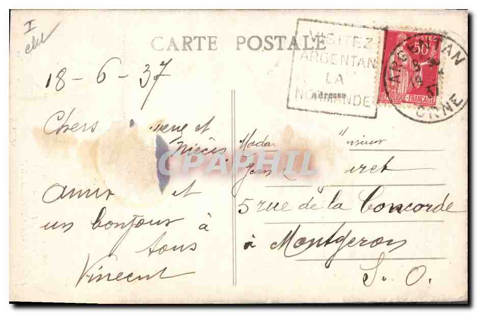 CPA Folklore Dentelle Dentelliere Argentan Place Henri IV Encadrement Point de France Ecole dentelliere d'Argentan — Verso