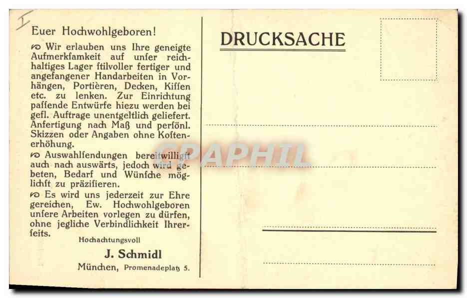 Vintage Postcard Folklore Lace Lace Munchen — Back