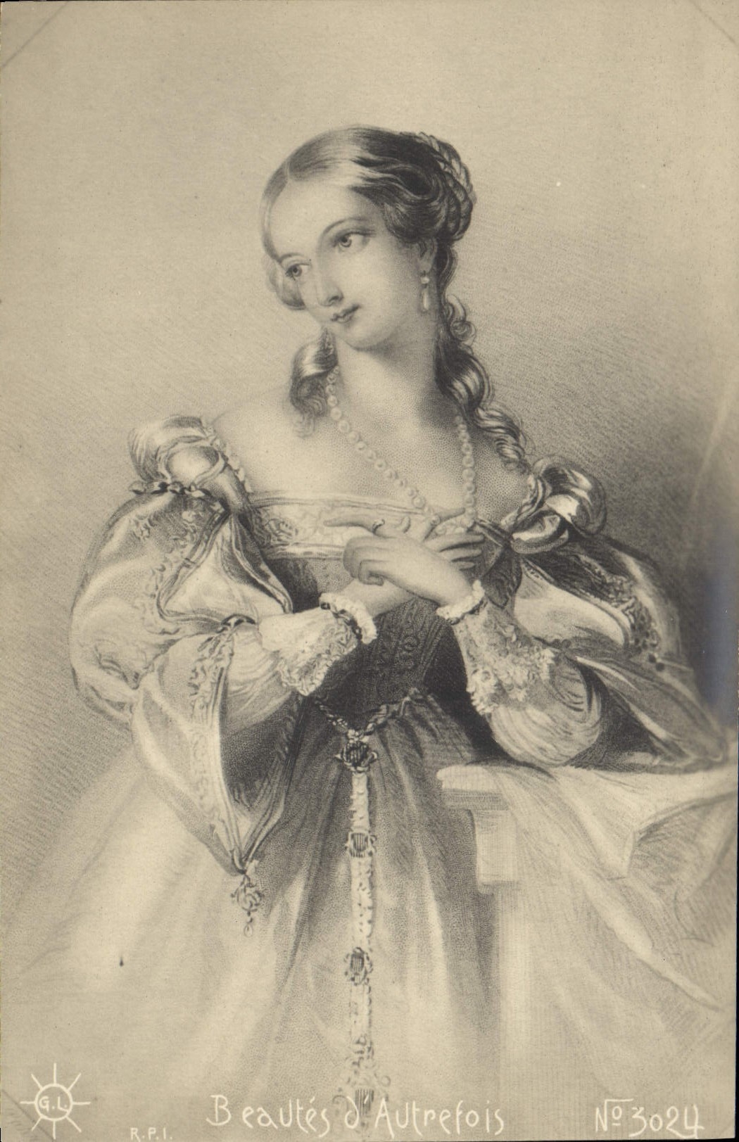 Beautés d'Autrefois — femme en robe d'époque — R.P.I. No 3024