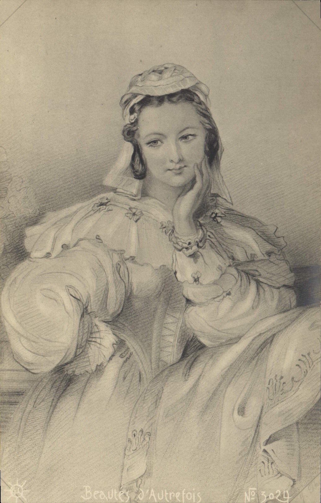 Beautés d'Autrefois — Femme en robe d'époque — Éditeur : Beautés d'Autrefois, N° 3024