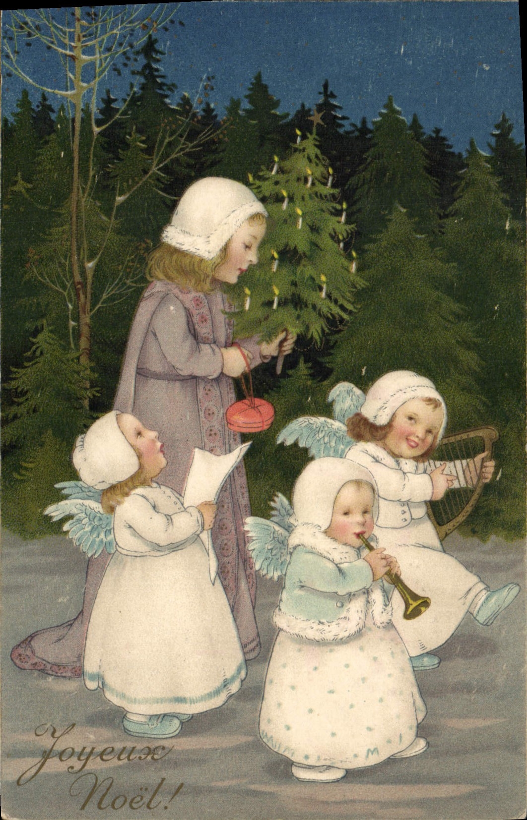 Enfants anges chantant et jouant de l'instrument — éditeur B. Dardel & Cie, n°142