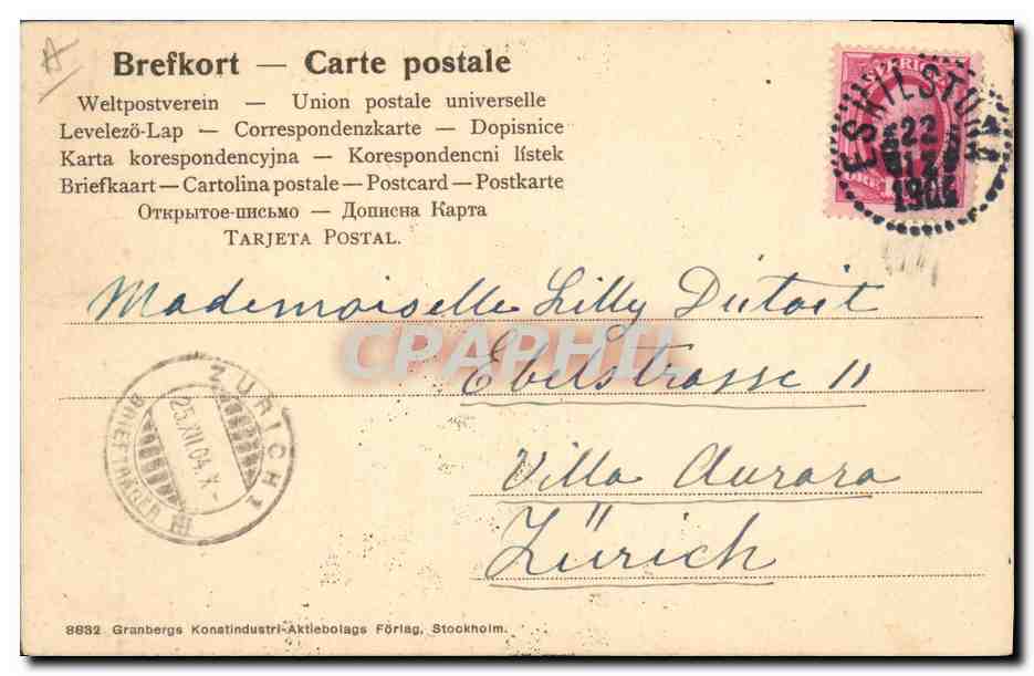 CPA Fantaisie Enfant Renne Ski  — Rückseite