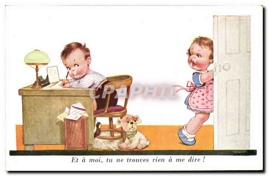 CPA Fantaisie Enfants Et a moi tu ne trouves rien a me dire Chien 