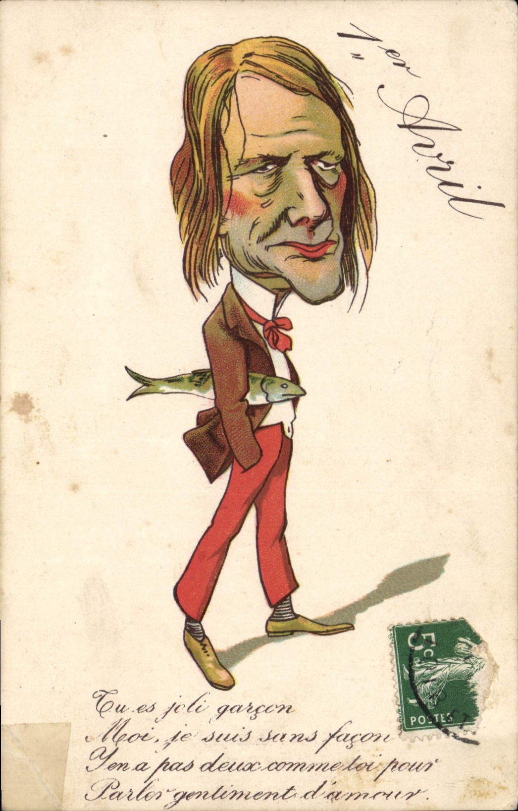 CPA Fantaisie Homme 1er Avril Poisson 