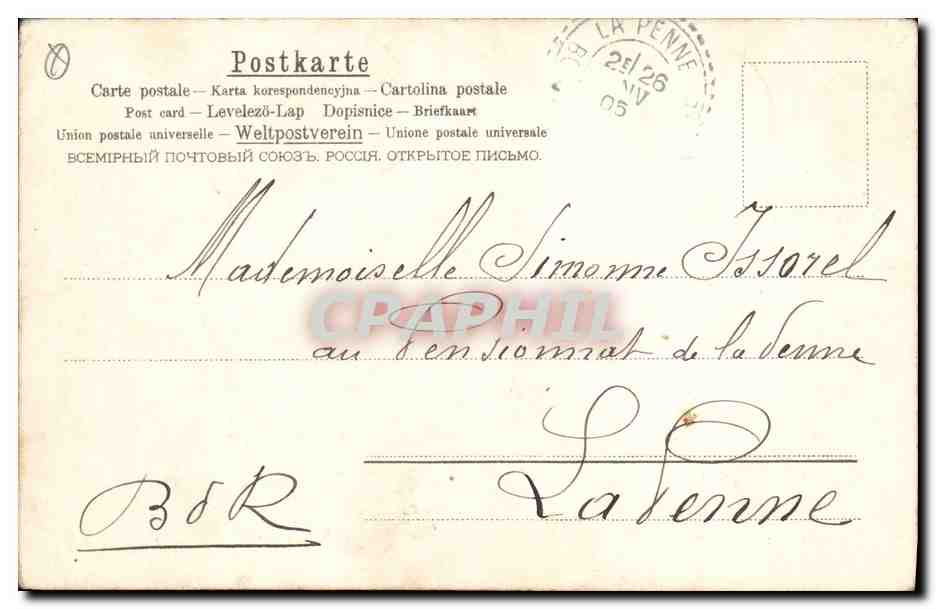Deux jeunes filles dans un jardin — A.&M.B. N°348 — éditeur A.&M.B. — Verso