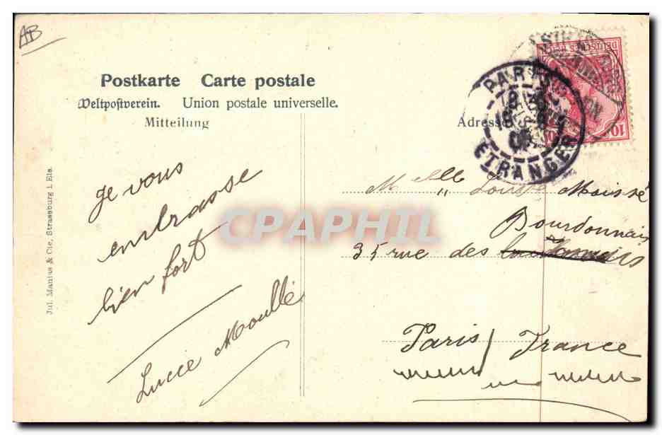 CPA Schiller Feier 1905 Marbach  — Verso