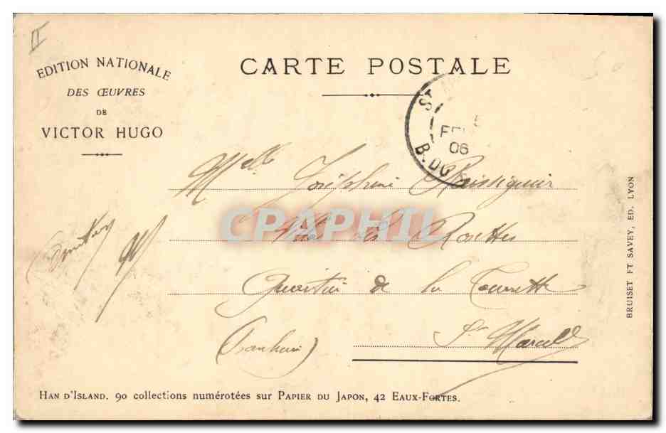CPA Han d'Island Victor Hugo — Verso