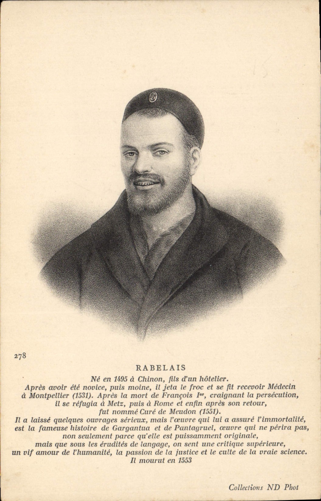 Rabelais — Portrait gravé — Collections ND Phot, n° 278