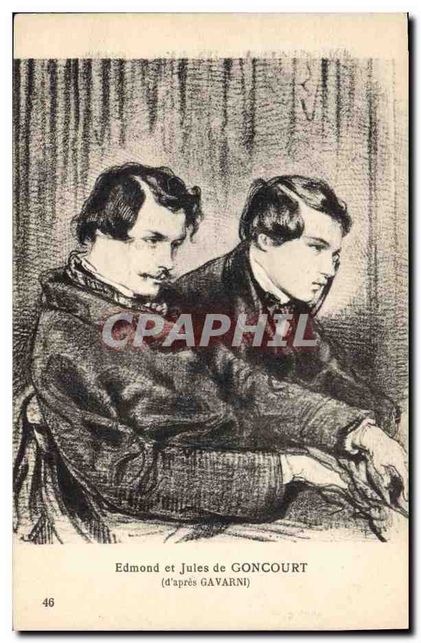 CPA Edmond et Jules de Goncourt d'apres Gavarni 