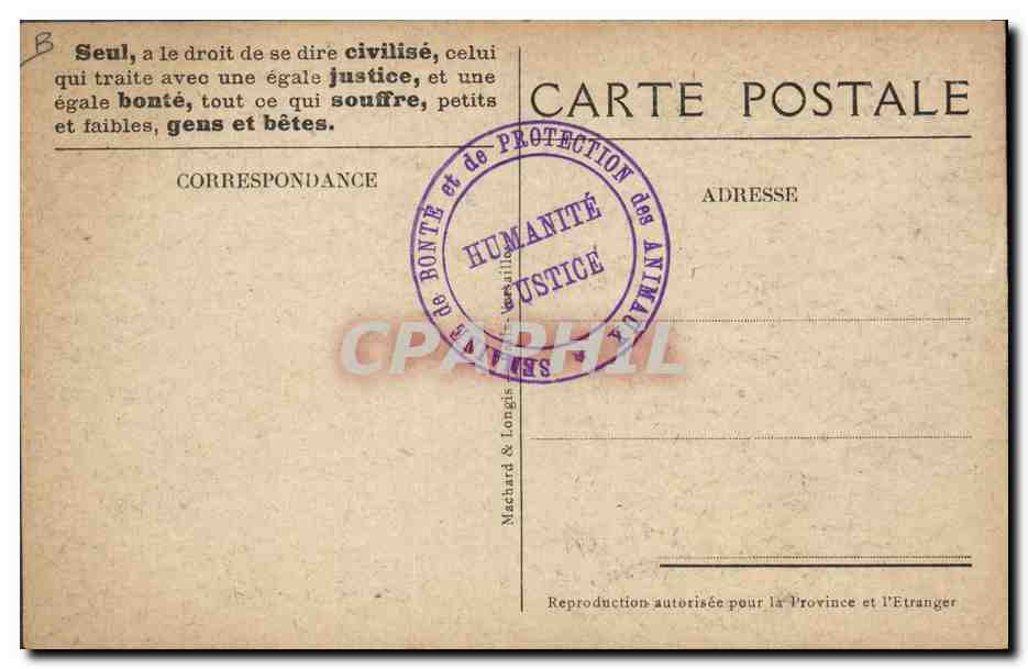 Un travailleur conscient — illustration d'un homme caressant un cheval — éditeur Machard & Longis — Verso