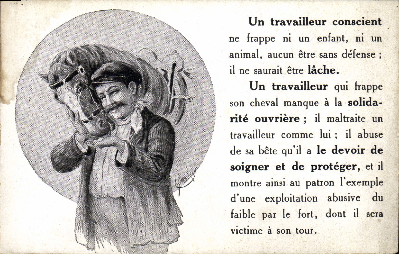 Un travailleur conscient — message anti-maltraitance animale — Machard & Longis