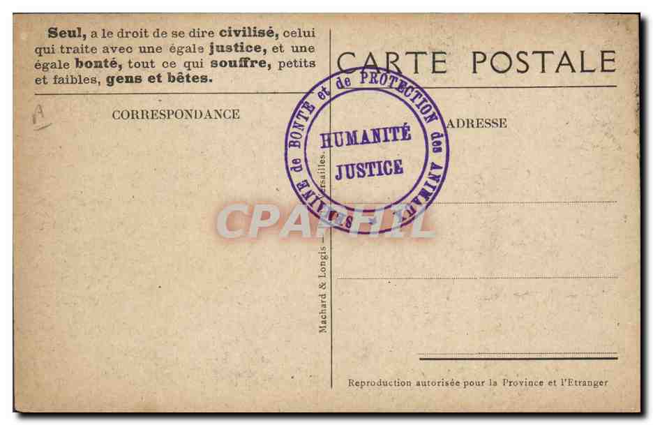 Un travailleur conscient — message anti-maltraitance animale — Machard & Longis — Achterkant
