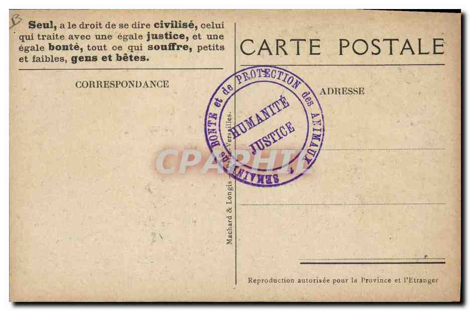Un travailleur conscient — message anti-exploitation animale — Machard & Longis — Verso