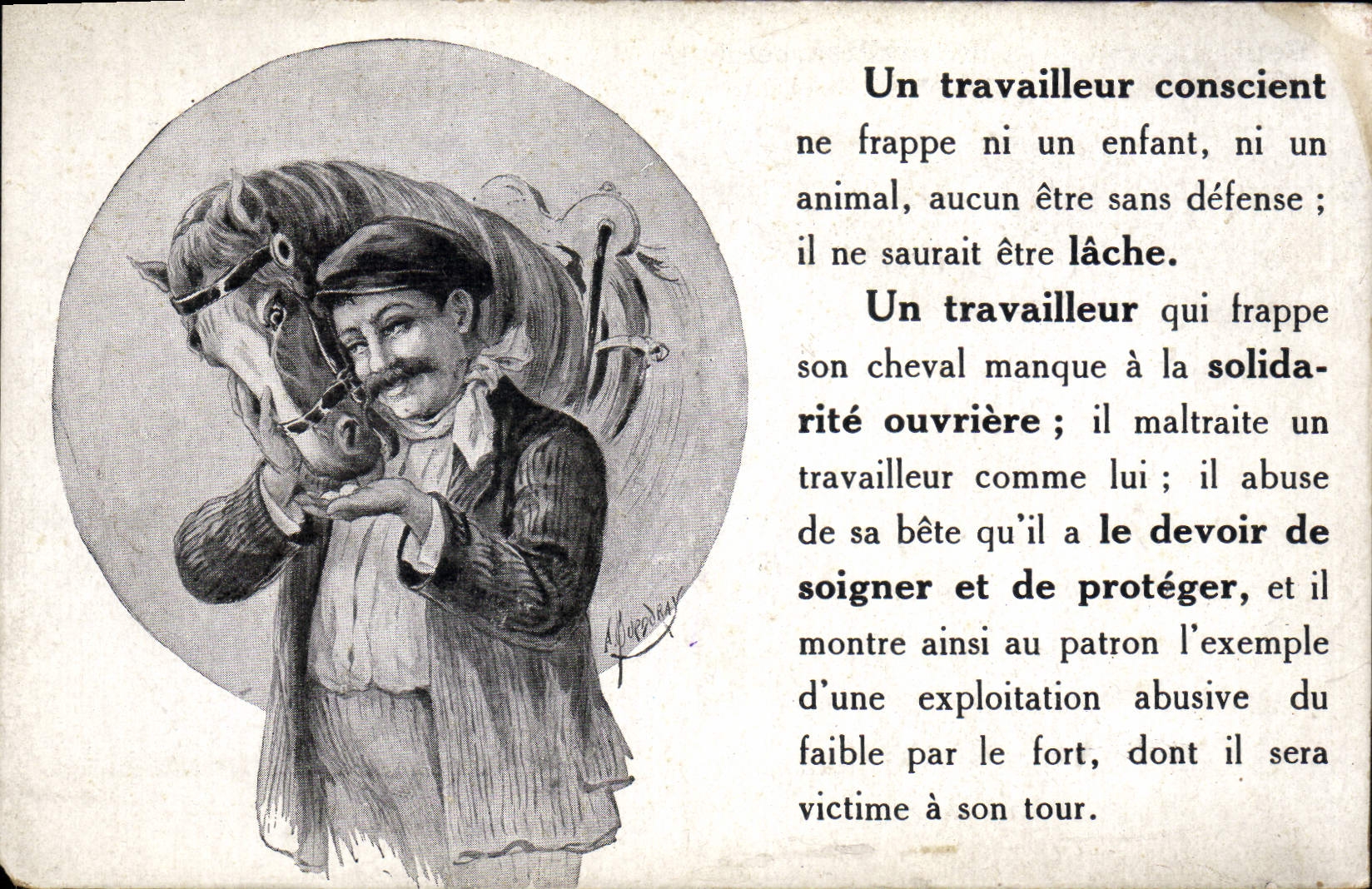 Un travailleur conscient — message anti-exploitation — Machard & Longis