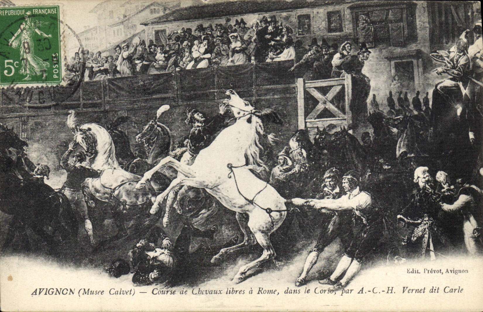 Avignon (Musée Calvet) — Course de Chevaux libres à Rome, dans le Corso, par A.-C.-H. Vernet dit Carle
