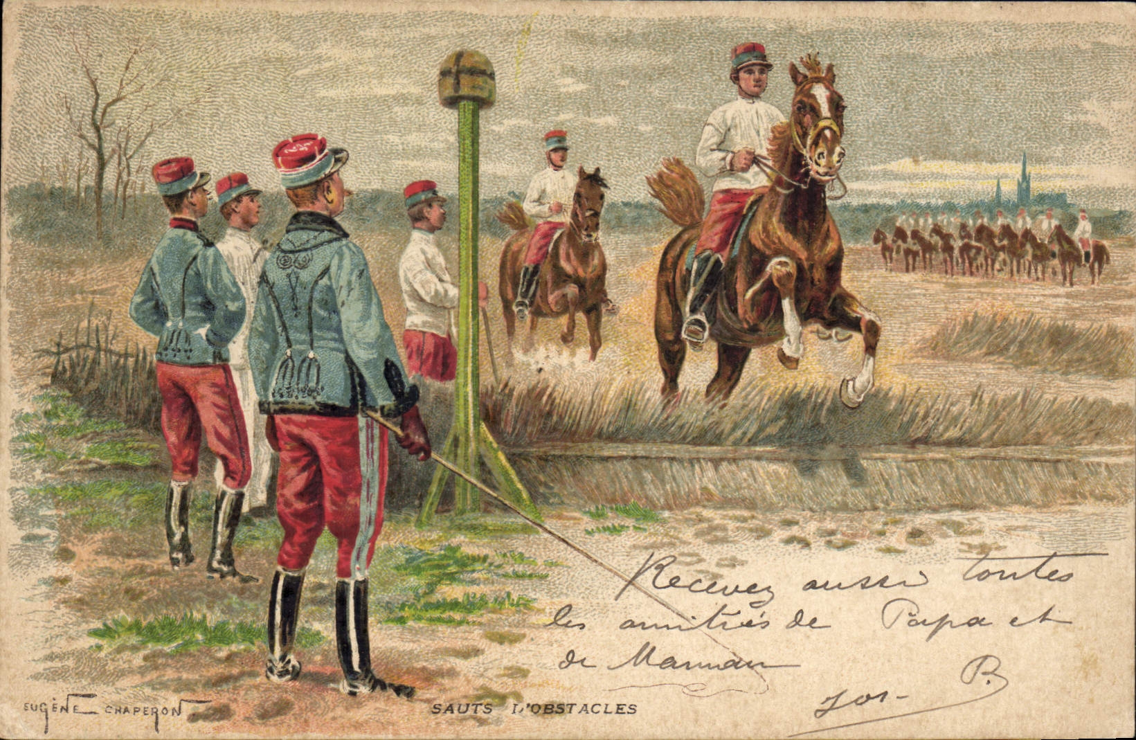 CPA Cheval Equitation Hippisme Sauts d'obstacles Eugene Chaperon