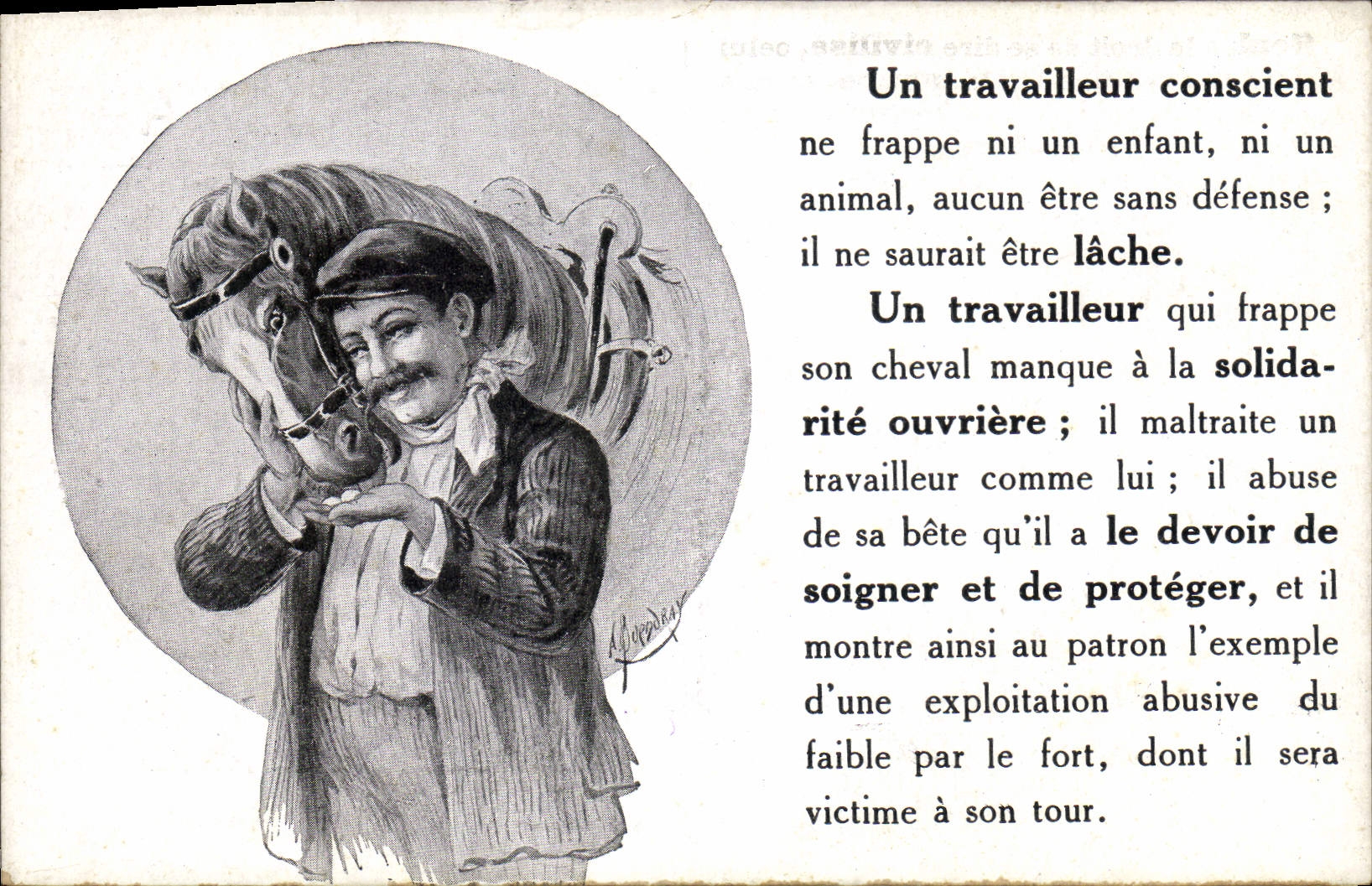 Un travailleur conscient — message anti-exploitation — éditeur Machard & Longis