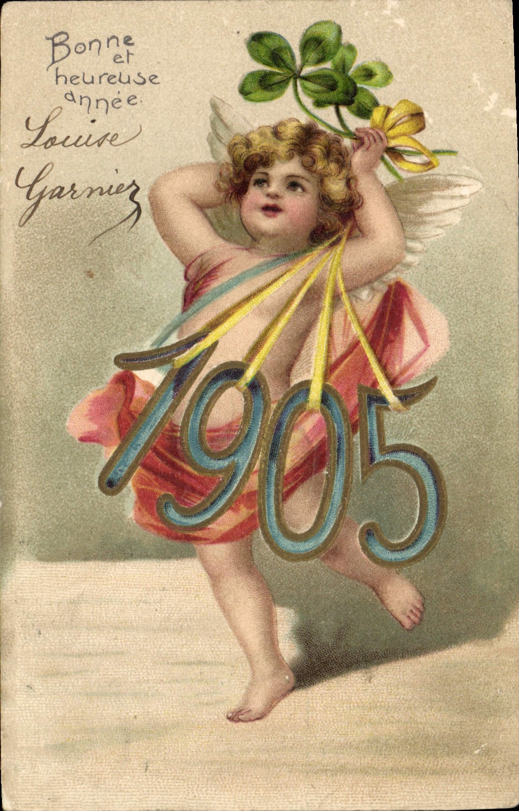 CPA Fantaisie Fleurs Annee 1905 Ange 
