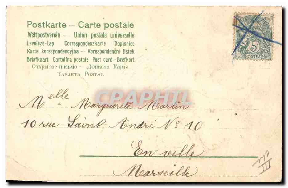 CPA Fantaisie Fleurs Annee 1905 Ange  — Verso