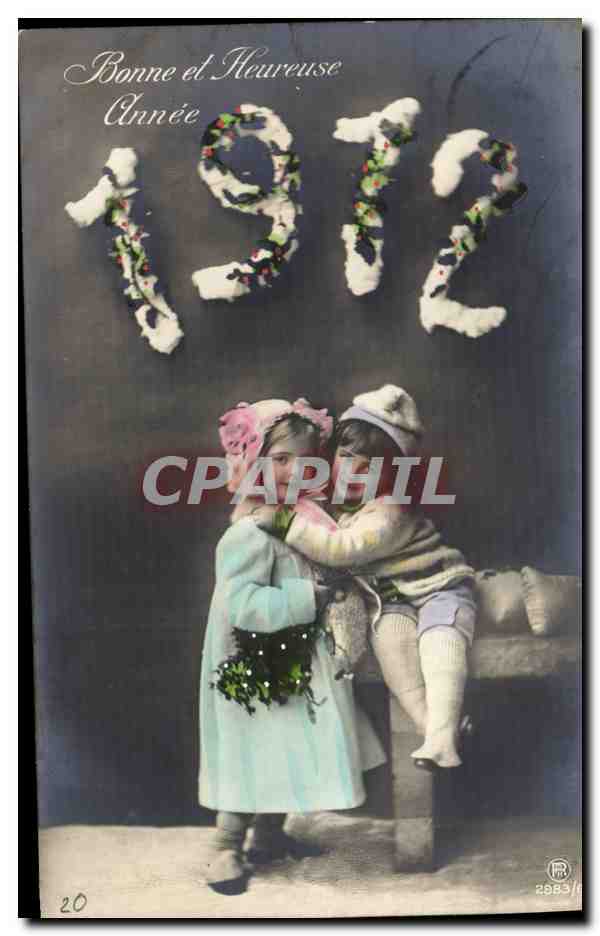 Zwei Kinder — Neujahr 1912 — CPAPHIL Nr. 2983