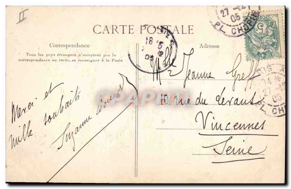 CPA Fantaisie Fleurs Annee 1906  — Verso