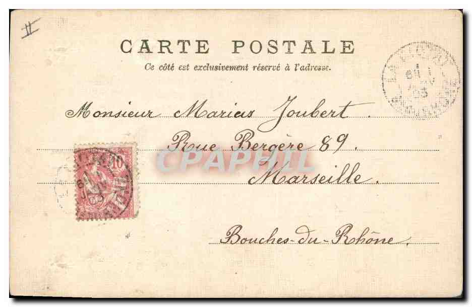 CPA Fantaisie Fleurs Annee 1903 Fer a cheval Trefle (carte toilee)  — Verso
