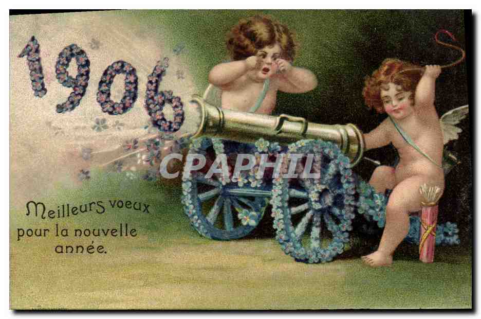 Due Cupidi con cannone — 1906 — editore non visibile