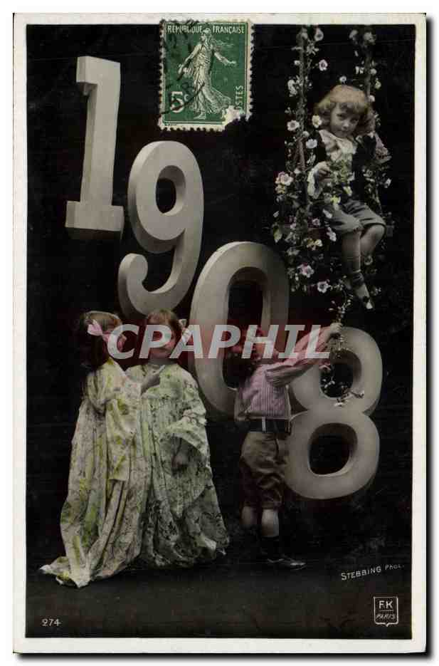 CPA Fantaisie Fleurs Annee 1908 Enfants 