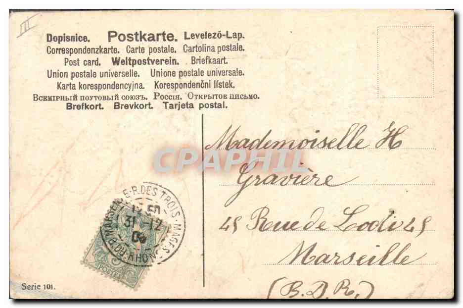 CPA Fantaisie Fleurs Annee 1906  — Verso