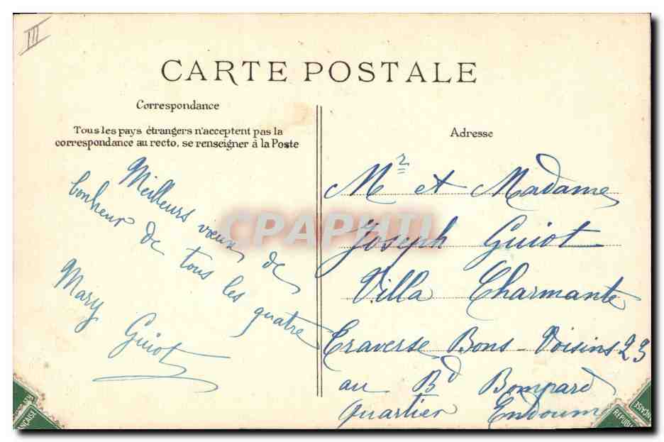 Deux jeunes filles — Année 1908 — Éditeur CIPD — Verso