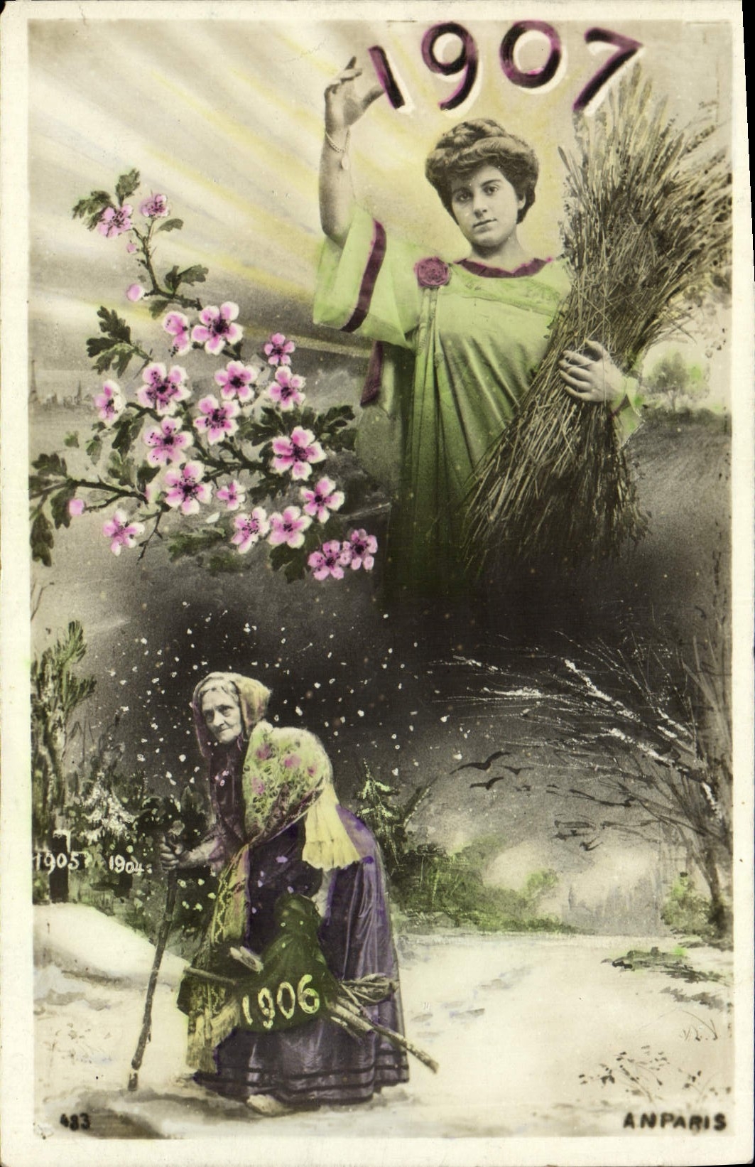 CPA Fantaisie Fleurs Annee 1907 Femmes 