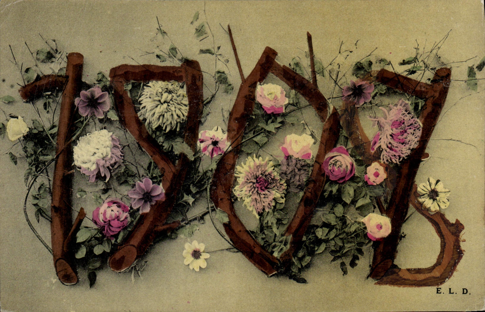 CPA Fantaisie Fleurs Annee 1908 