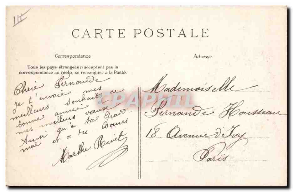 CPA Fantaisie Fleurs Annee 1908  — Verso