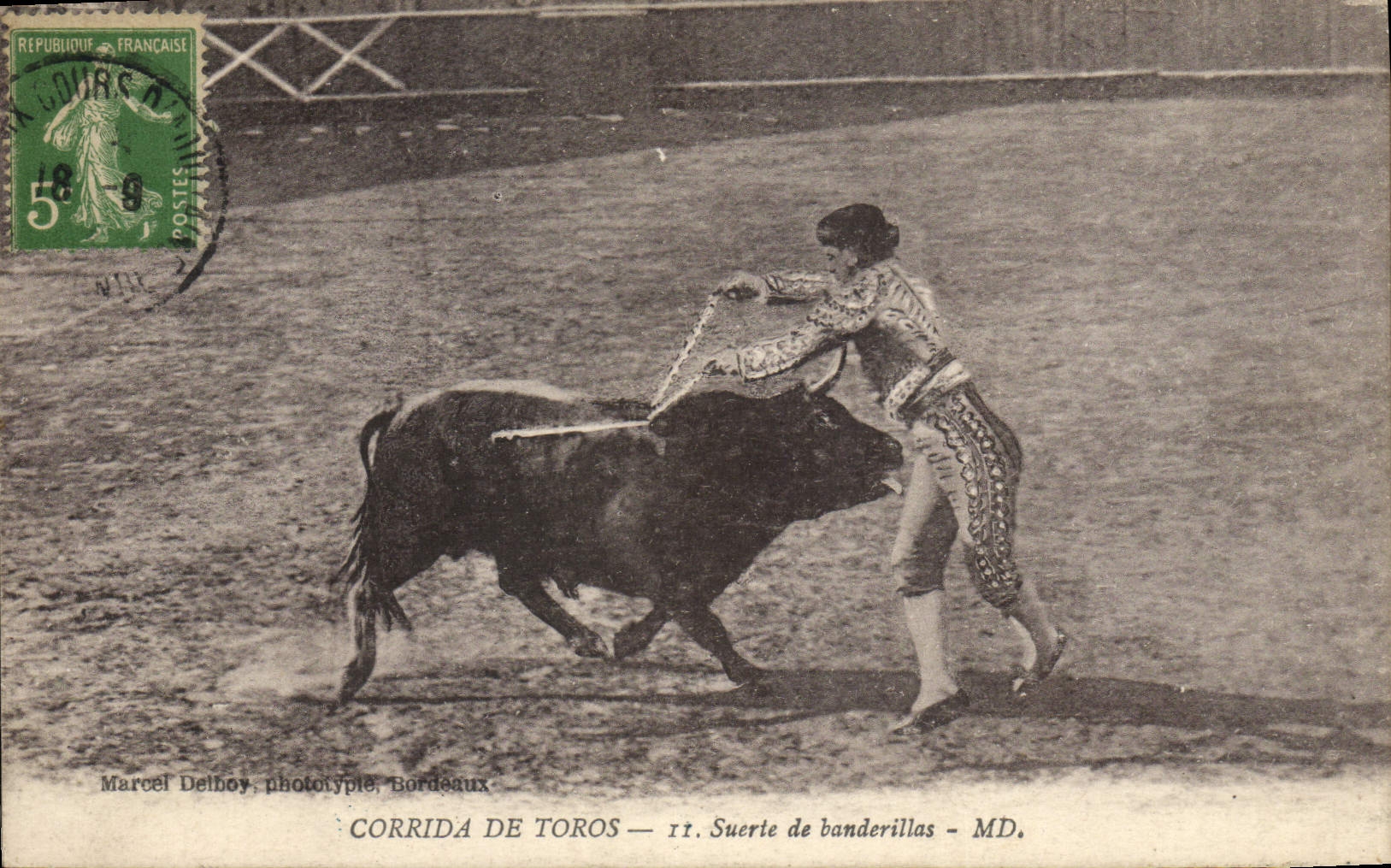 Corrida de Toros — Suerte de banderillas — Marcel Delhoy, phototypie, Bordeaux