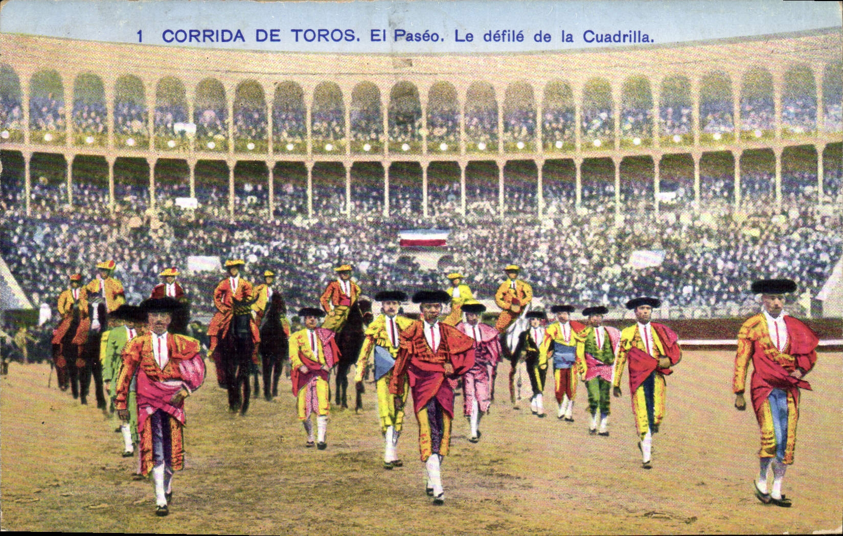 CPA Corrida Course de taureaux El paseo Le defile de la cuadrilla 