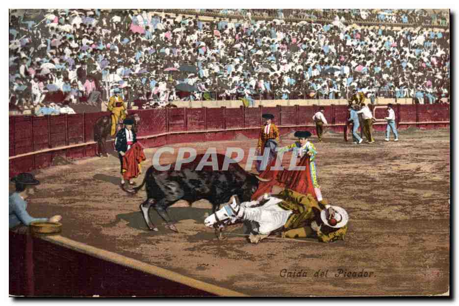 CPA Corrida Course de taureaux Caida del picador 