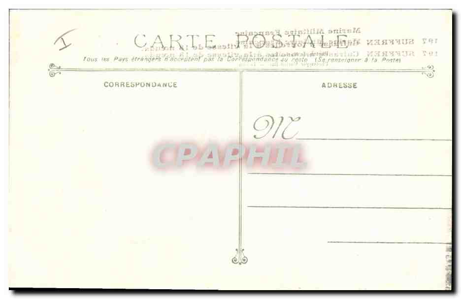 CPA Bateau de Guerre Suffren Cuirasse a tourelles  — Verso