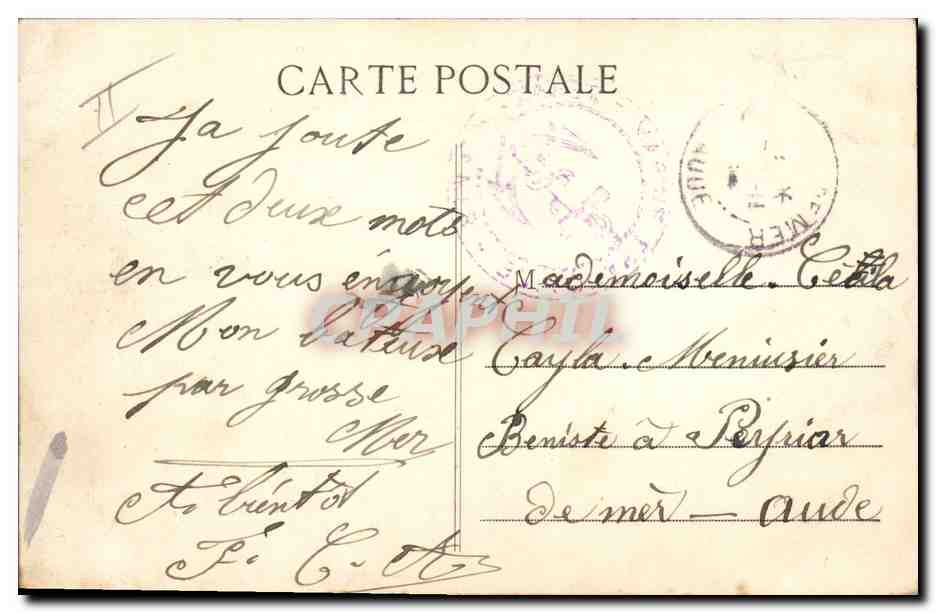 Cuirassé Suffren — Par grosse mer — H. Grimaud & Cie, rue Maranne, Lyon — Verso