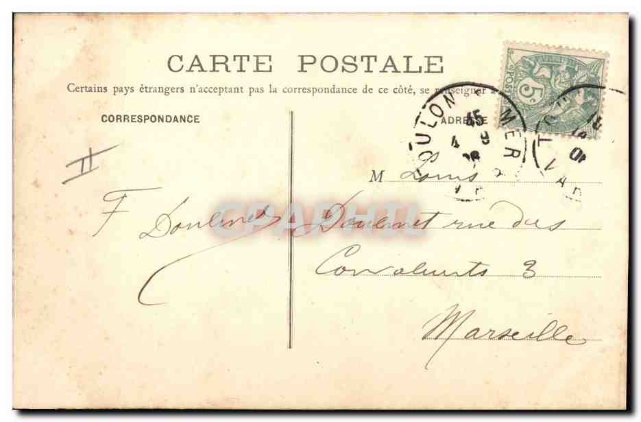 CPA Bateau de Guerre Toulon Le Suffren  — Verso