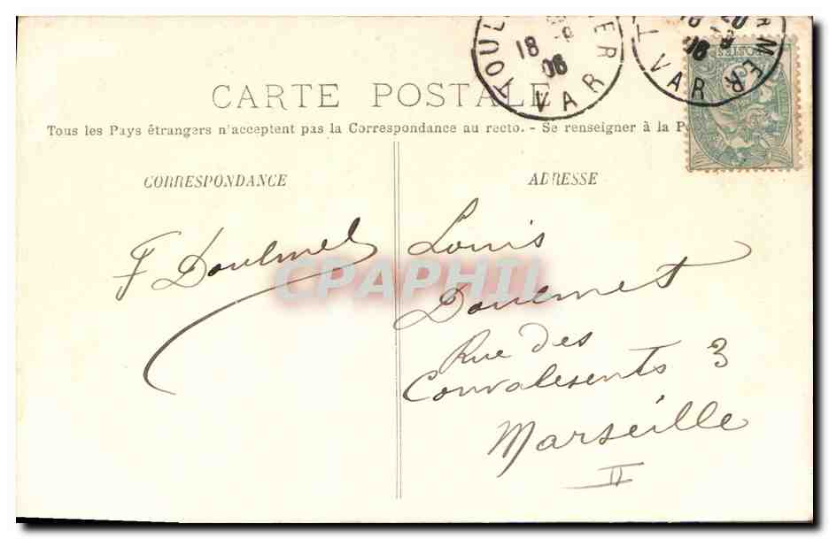 Le Suffren — bateau Pavillon de l'Amiral Gourdon — A. Bougault n°428 — Verso