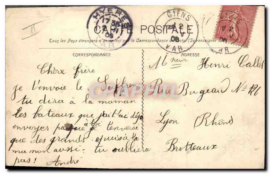 CPA Bateau de Guerre Le Suffren Cuirasse d'escadre  — Verso